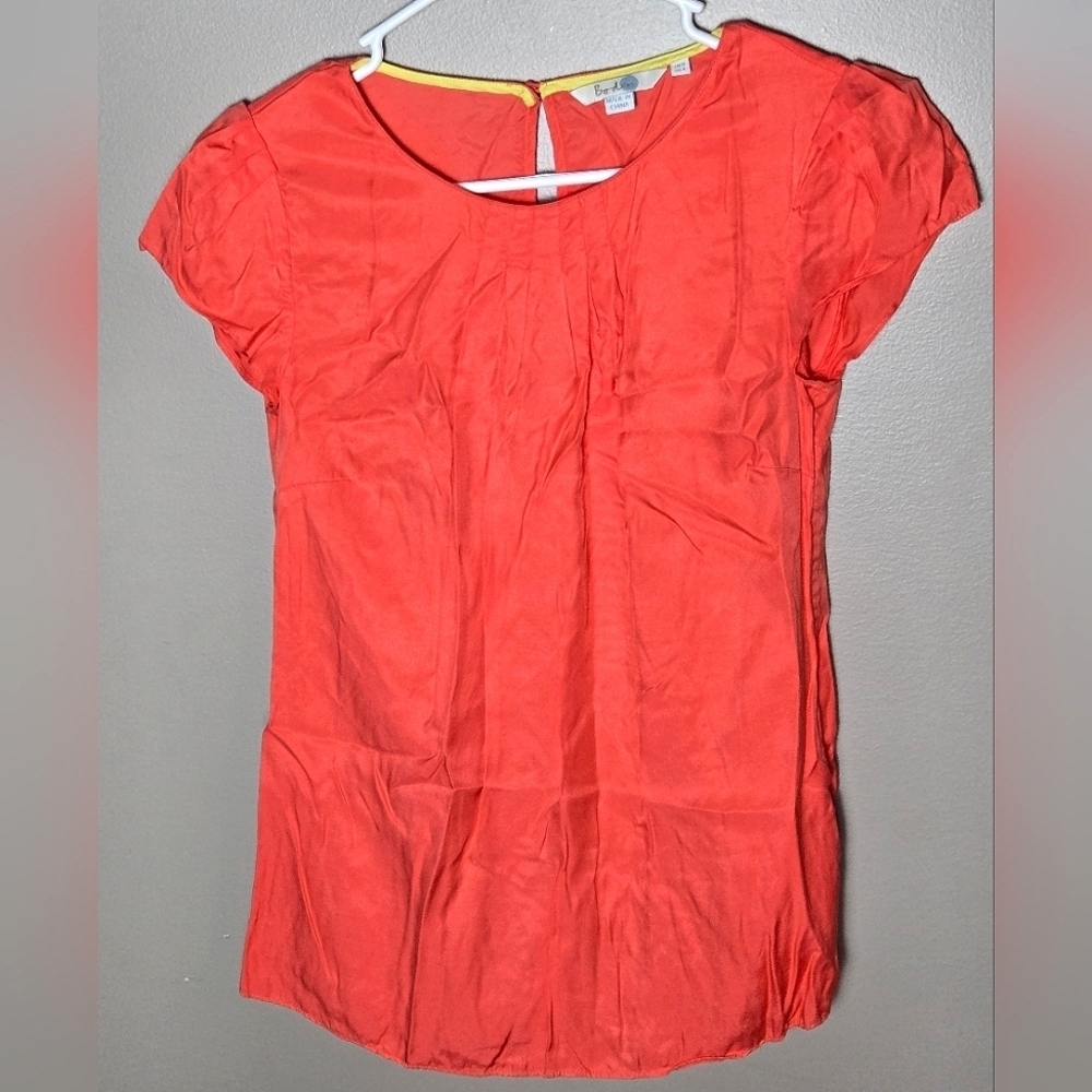 Women's Boden Viscose & Silk Blend‎ Short Sleeve Quiet Luxury Blouse, Size 8